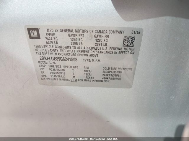 2GKFLUE39G6241508 GMC Terrain Slt