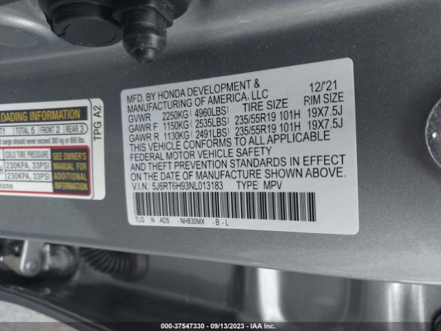 5J6RT6H93NL013183 Honda Cr-v Hybrid Touring