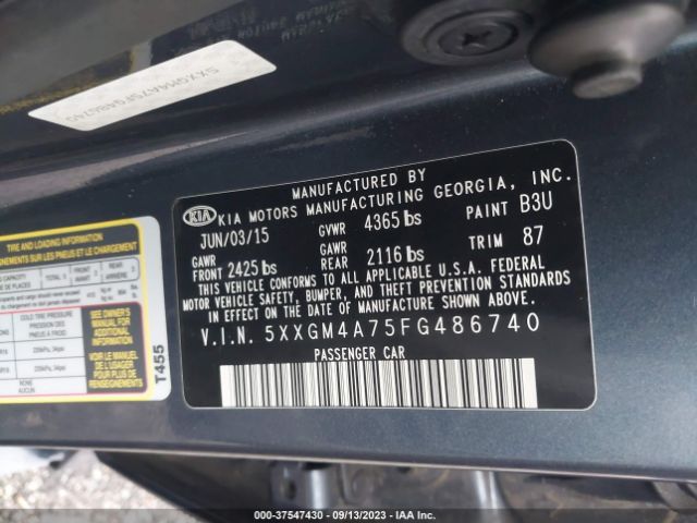5XXGM4A75FG486740 KIA Optima Lx