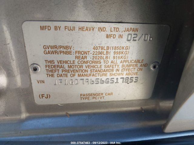 2006 SUBARU IMPREZA SEDAN JF1GD79656G517853 Photo 8