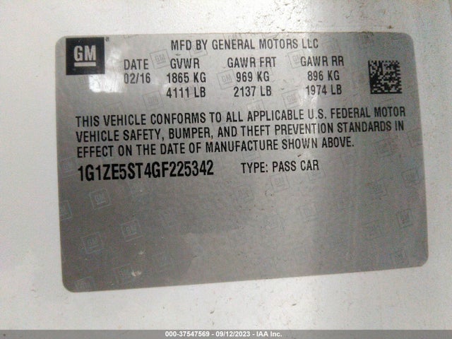 Chevrolet MALIBU LT 2016 1G1ZE5ST4GF225342 Image 9