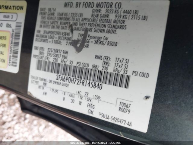 3FA6P0H72FR145840 Ford FUSION SE