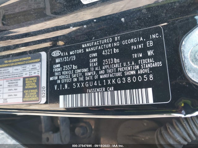 KIA OPTIMA EX 2019 5XXGU4L1XKG380058 Image 9