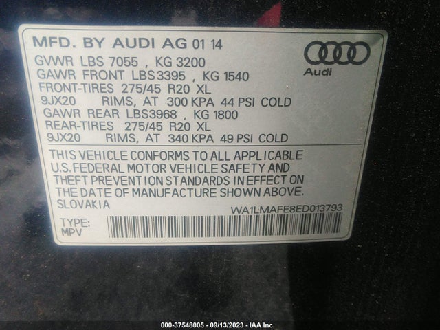 WA1LMAFE8ED013793 Audi Q7 3.0l Tdi Premium Plus