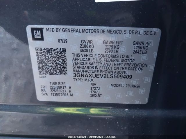 2020 CHEVROLET EQUINOX 3GNAXUEV2LS509409 Photo 8