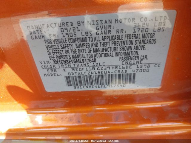 3N1CN8EV6ML917540 Nissan VERSA SV