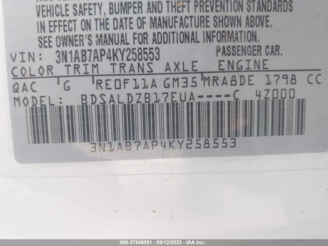 Nissan SENTRA SV 2019 3N1AB7AP4KY258553 Image 9