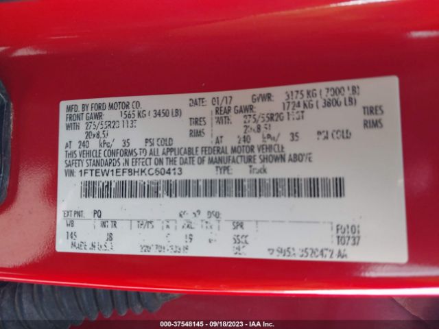 1FTEW1EF8HKC60413 Ford F-150 Xl/xlt/lariat