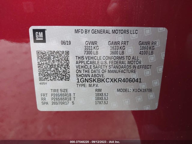 Chevrolet Tahoe Lt 2019 1GNSKBKCXKR406041 Image 9