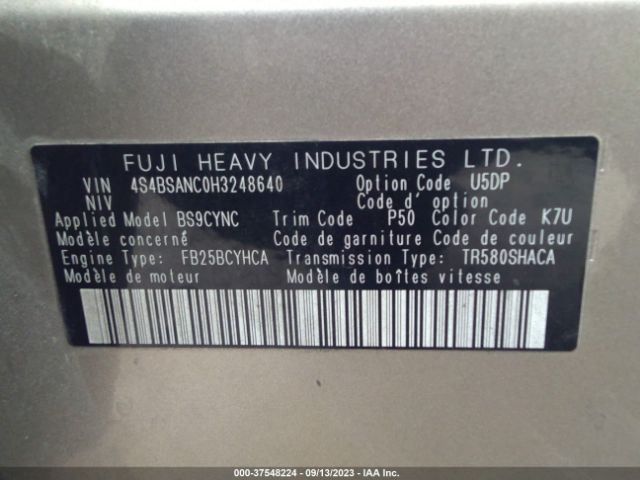 4S4BSANC0H3248640 Subaru Outback Limited