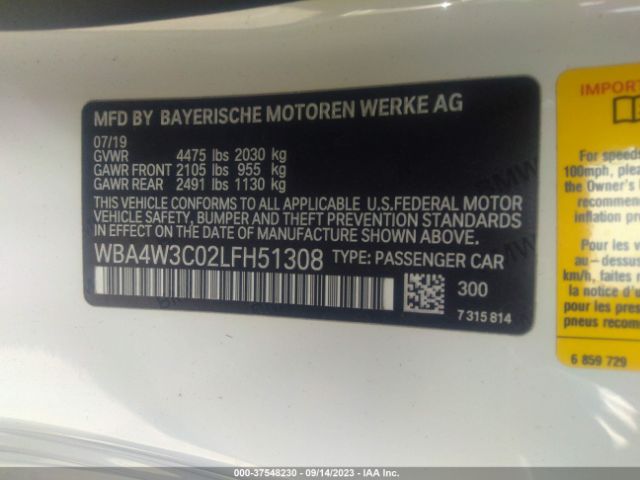 WBA4W3C02LFH51308 BMW 4 Series 430i