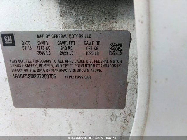 Chevrolet Cruze Lt Auto 2016 1G1BE5SM2G7308756 Image 9