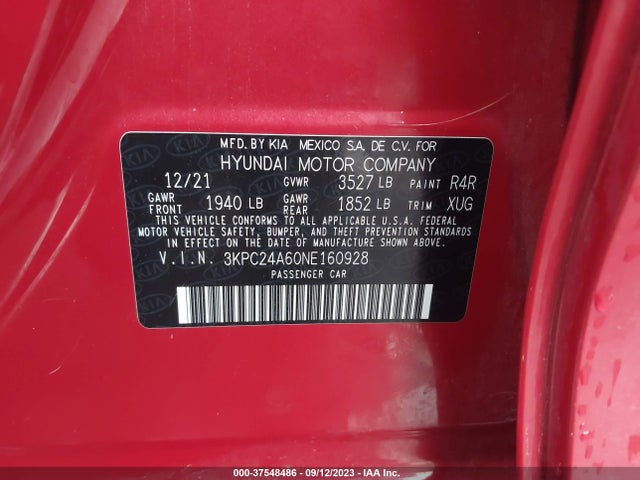 Hyundai ACCENT SE 2022 3KPC24A60NE160928 Image 9