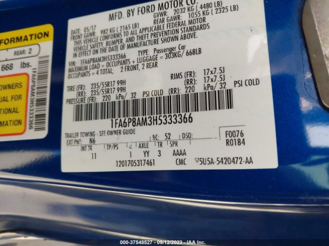 1FA6P8AM3H5333366 Ford Mustang V6
