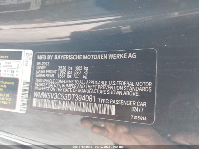 2013 MINI COOPER HARDTOP WMWSV3C53DT394081 Photo 8