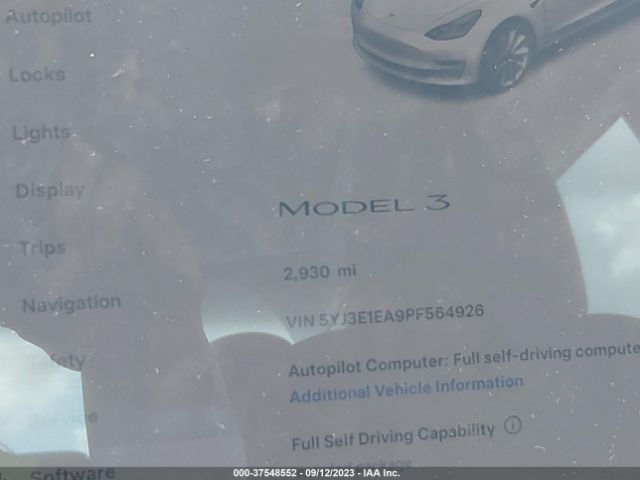 5YJ3E1EA9PF564926 Tesla MODEL 3