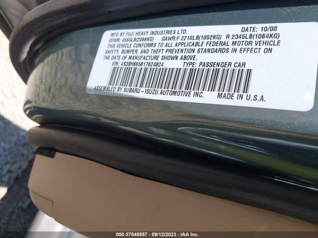 Продаж на аукціоні авто 2001 Subaru Legacy Wagon Outback W/rb Equip, vin: 4S3BH665817624824, номер лоту: 37548557