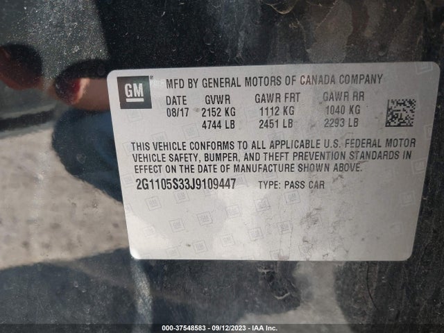 Chevrolet IMPALA LT 2018 2G1105S33J9109447 Image 9
