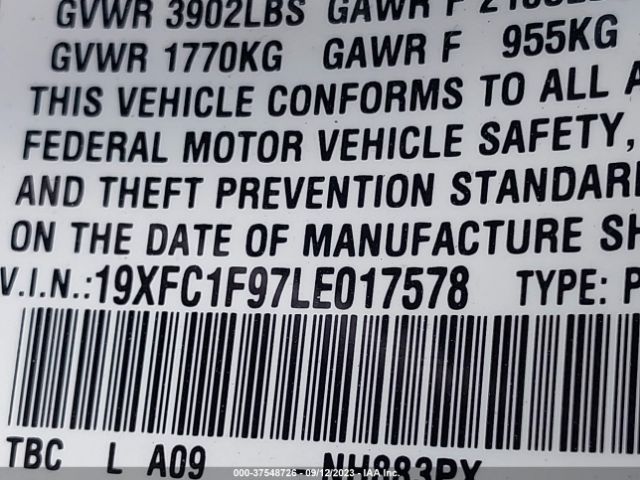 19XFC1F97LE017578 Honda Civic Sedan Touring
