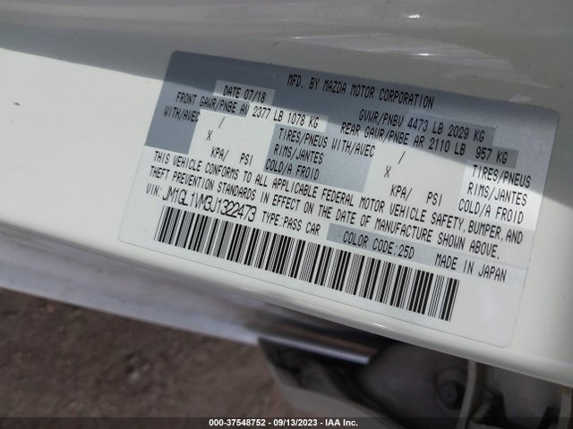 Mazda MAZDA6 2018 JM1GL1VM3J1322473 Image 9
