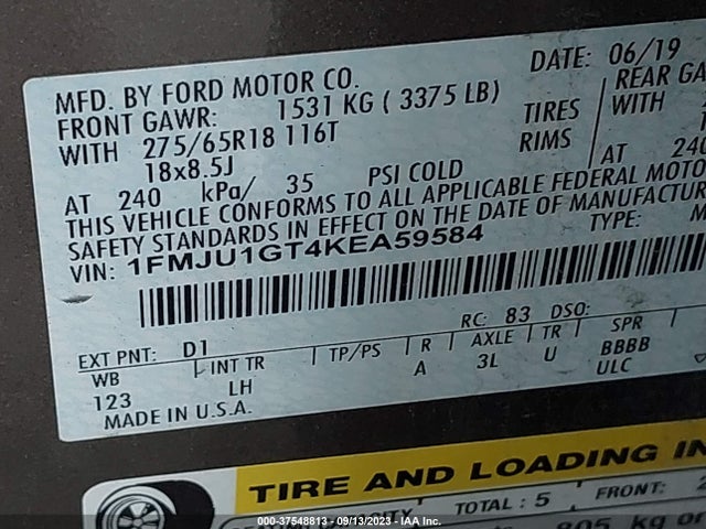 Ford Expedition Xl 2019 1FMJU1GT4KEA59584 Image 9