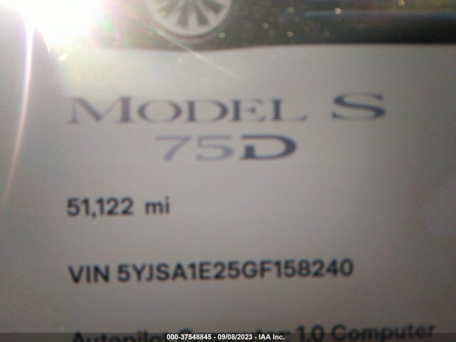 Tesla Model S 90d/70d/75d/60d/85d 2016 5YJSA1E25GF158240 Image 7
