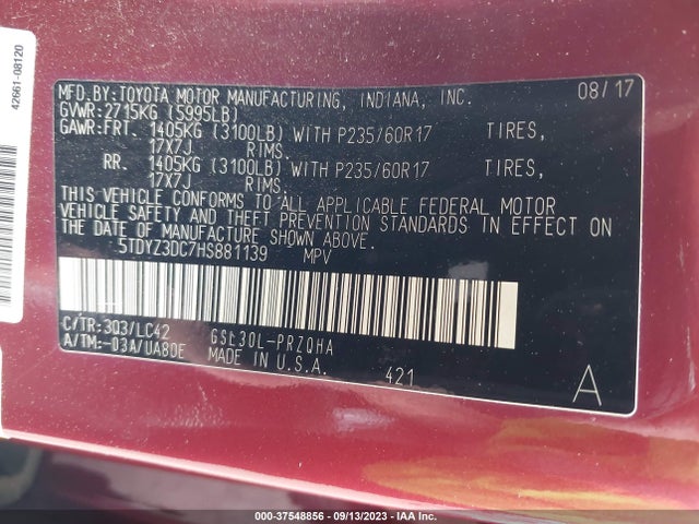 Toyota Sienna Xle Auto Access 2017 5TDYZ3DC7HS881139 Image 9