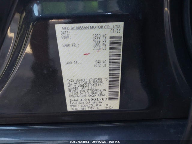 Nissan Altima 2.5 S 2015 1N4AL3AP0FN901783 Image 9