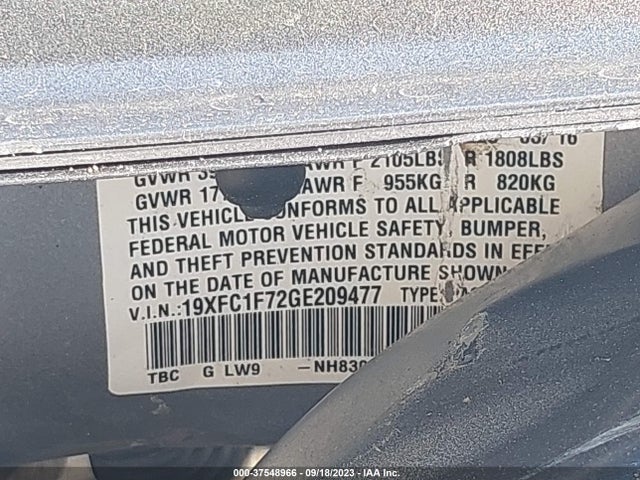 Honda Civic Ex-l 2016 19XFC1F72GE209477 Image 9