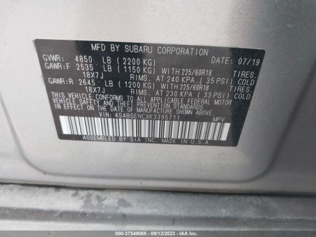 4S4BSENCXK3395711 Subaru Outback Limited