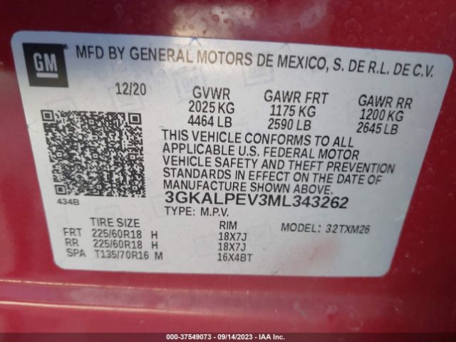 3GKALPEV3ML343262 GMC Terrain Slt