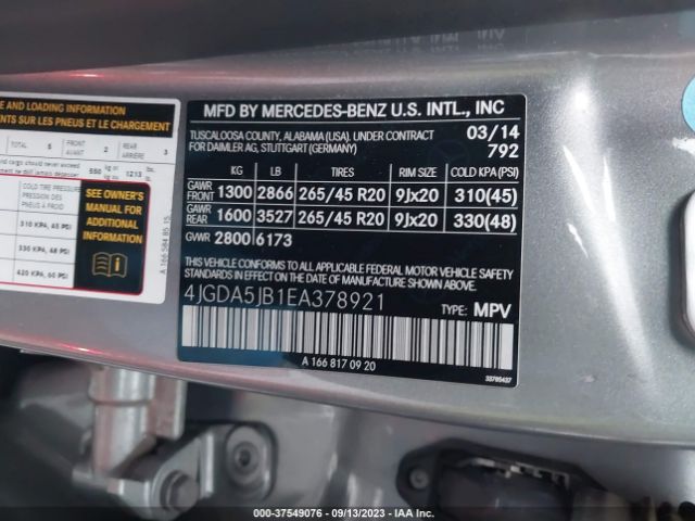 4JGDA5JB1EA378921 Mercedes-Benz M-class Ml 350