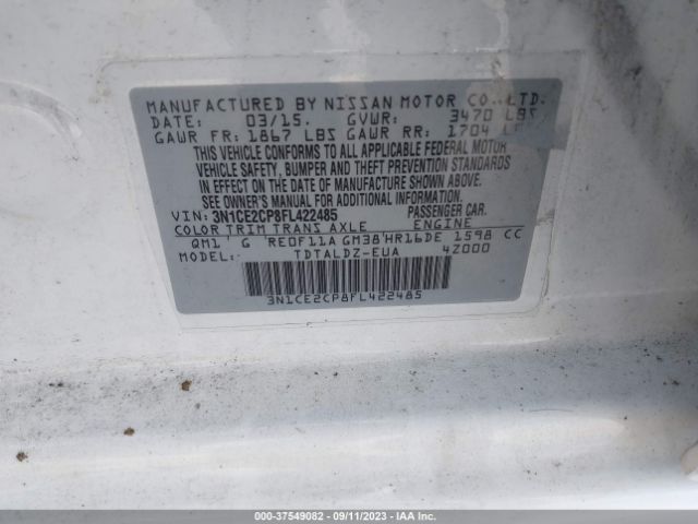 3N1CE2CP8FL422485 Nissan Versa Note S/s Plus/sv/sr/sl