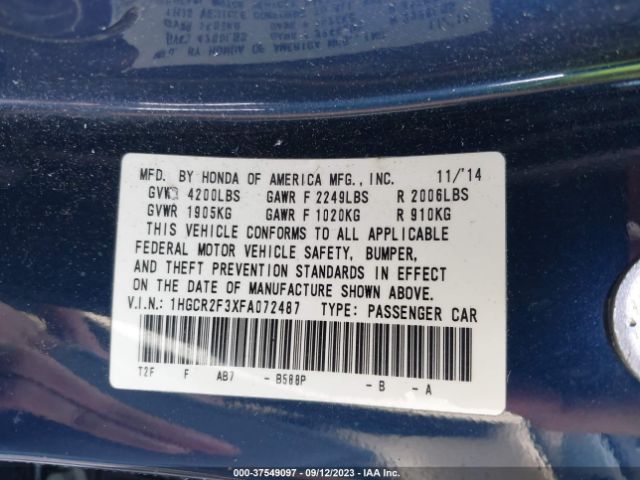 1HGCR2F3XFA072487 Honda Accord Sedan Lx
