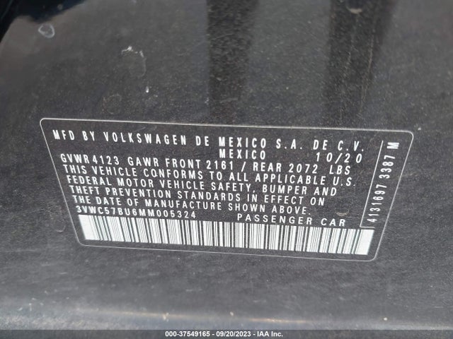 3VWC57BU6MM005324 Volkswagen Jetta S/se/r-line