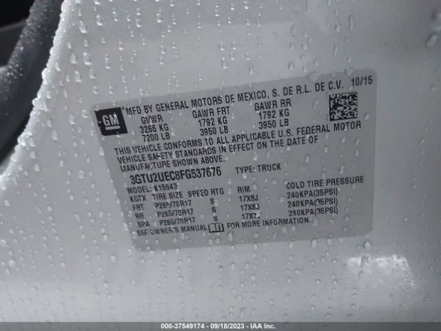 3GTU2UEC8FG537676 GMC Sierra 1500 Sle