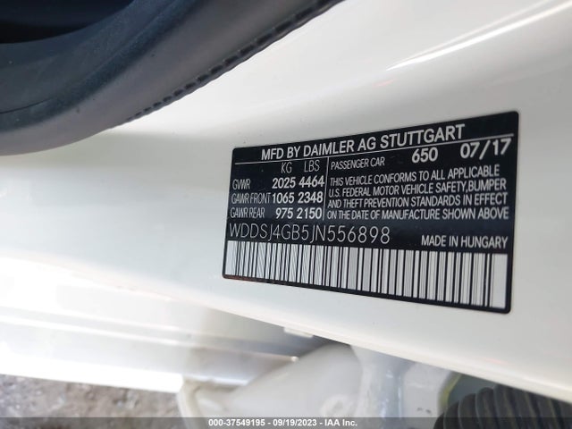 WDDSJ4GB5JN556898 Mercedes-Benz Cla Cla 250