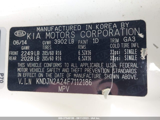 2015 KIA SOUL BASE VIN: KNDJN2A24F7112186