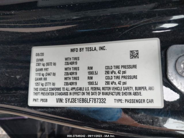 5YJ3E1EB6LF787332 Tesla Model 3 Long Range