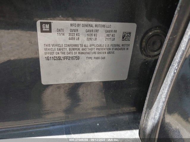 Chevrolet MALIBU LT 2015 1G11C5SL1FF216759 Image 9