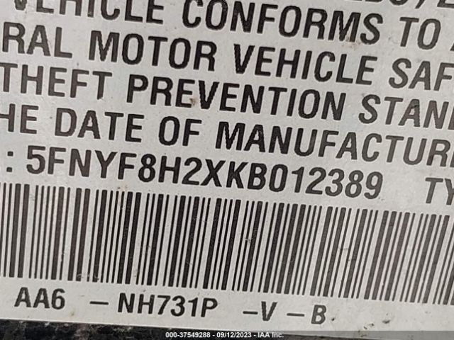 5FNYF8H2XKB012389 Honda Passport Sport