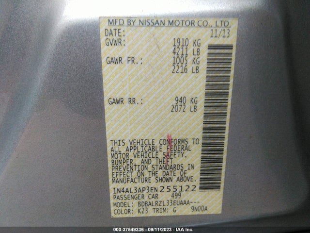 Nissan Altima 2.5 S 2014 1N4AL3AP3EN255122 Image 11