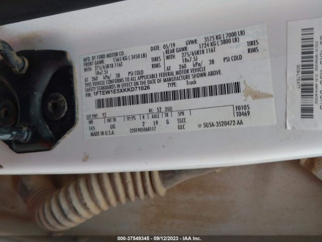 1FTEW1E5XKKD71026 Ford F-150 Xl/xlt/lariat