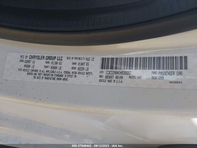 2013 DODGE AVENGER SE VIN: 1C3CDZAB4DN535657