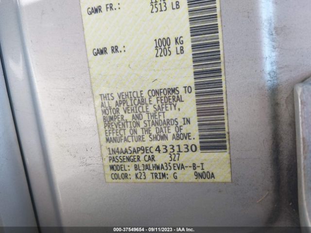1N4AA5AP9EC433130 Nissan Maxima 3.5 Sv W/premium Pkg