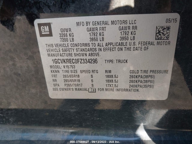Chevrolet Silverado 1500 Lt 2015 1GCVKREC0FZ334296 Image 9
