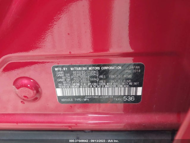 Mitsubishi Eclipse Cross Se/sel 2018 JA4AT5AA7JZ039773 Image 9