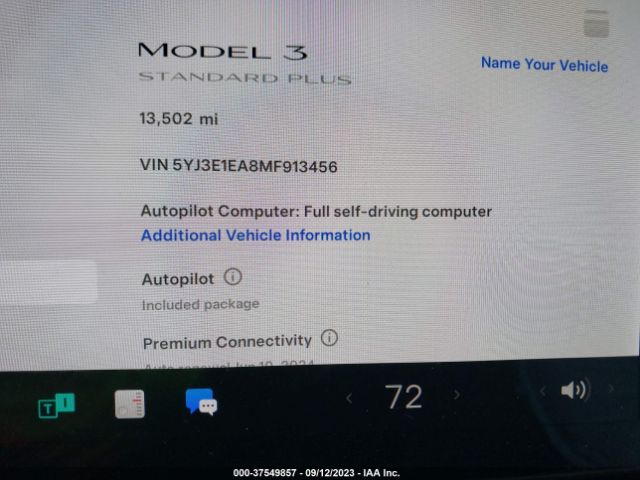 5YJ3E1EA8MF913456 Tesla Model 3 Standard Range Plus