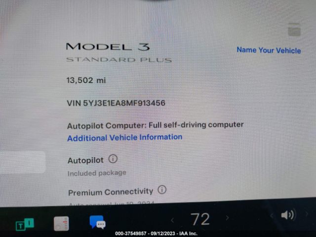 5YJ3E1EA8MF913456 Tesla Model 3 Standard Range Plus