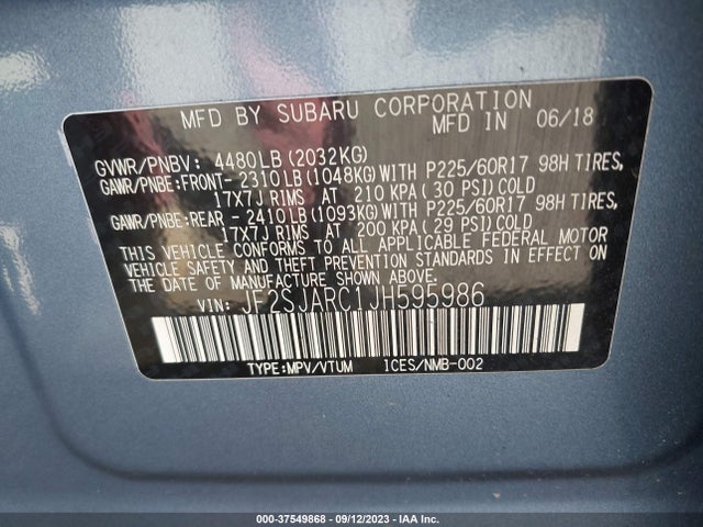 JF2SJARC1JH595986 Subaru Forester Limited